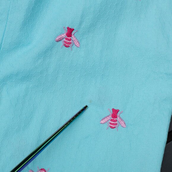 Lilly Pulitzer Bee Pants Size 0P Turquoise Blue Cropped Embroidered Slit Hem - Picture 7 of 7
